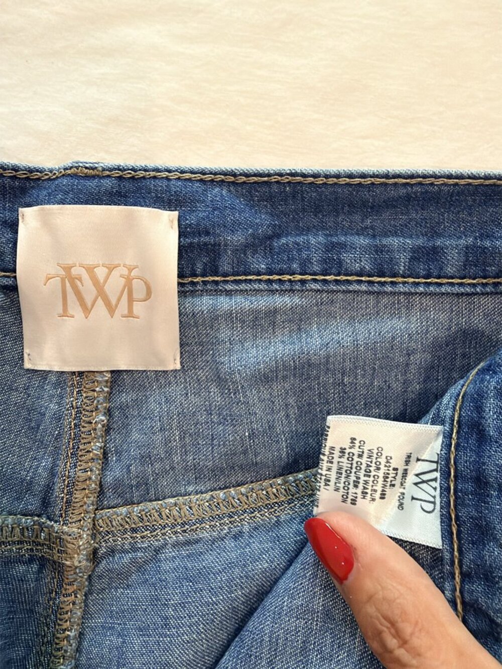 TWP Jetties Mid-Rise Barrel-Leg lightweight denim in Vintage Wash 29 - Picture 11 of 12